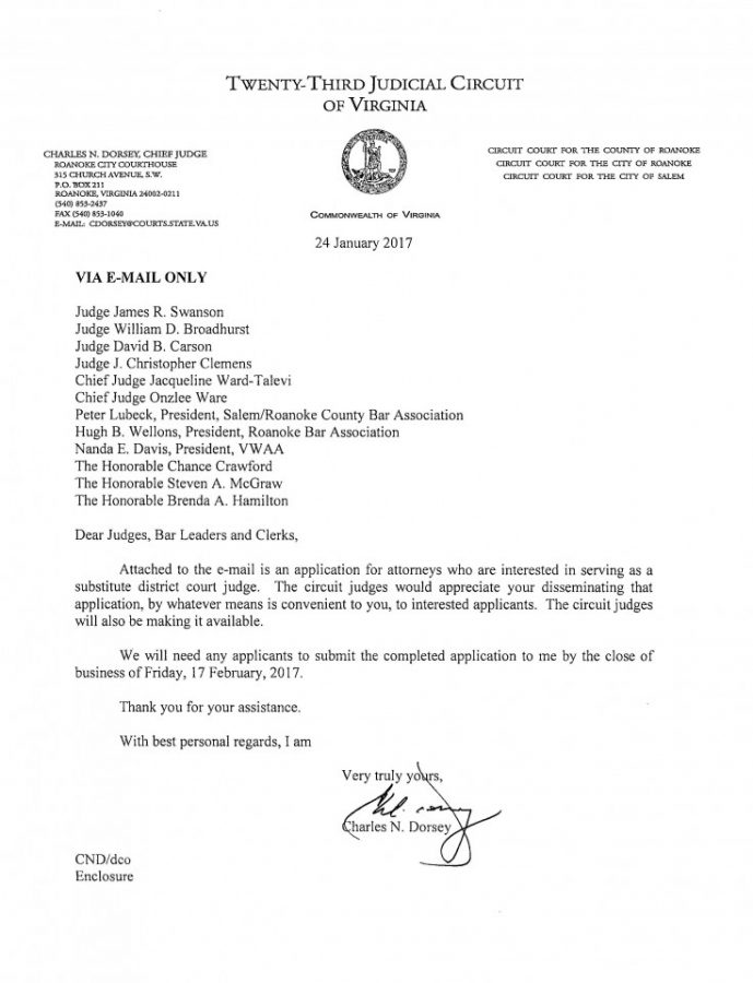 Opening Substitute District Court Judge Roanoke Bar Association Opening Substitute District Court Judge Roanoke Bar Association